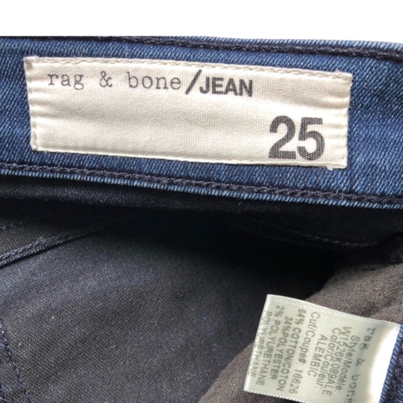 Rag & Bone Jeans Ankle Skinny Size 25 Blue Denim Raw Released Hem - Picture 11 of 15